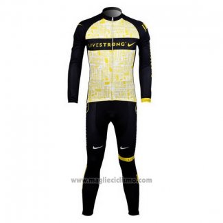 2012 Abbigliamento Ciclismo Livestrong Giallo Manica Lunga e Salopette